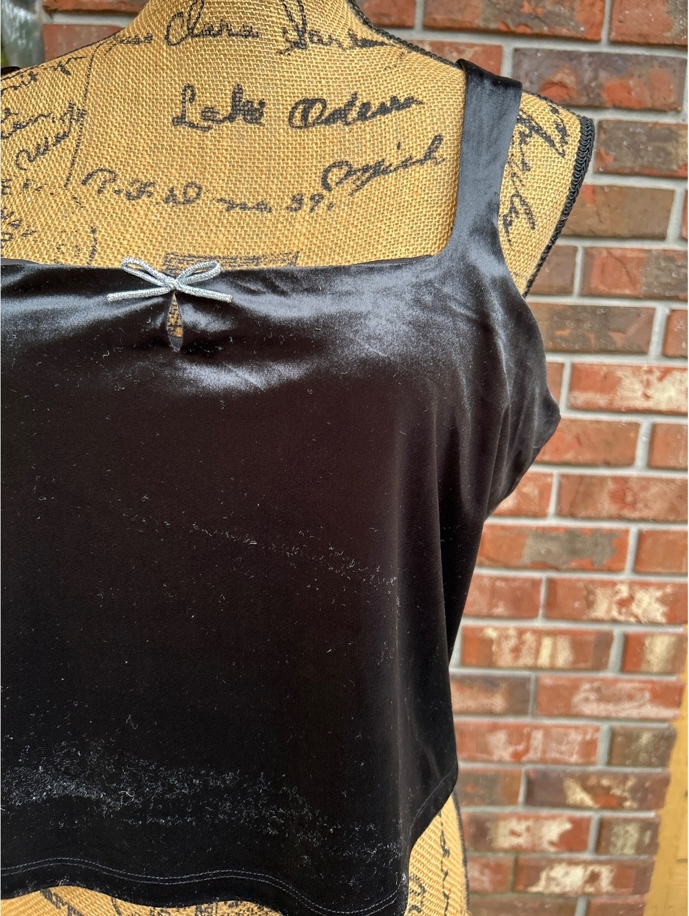 Wild Fable Black Velvet Tank Top with Bow Accent Size L